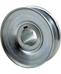 Solid Workhorse Single Groove Web Sheave V Belt Motor Pulley with 3/4 inch bore and 2.5 inch outer diameter, zinc plated steel.