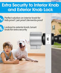Door Knob Lockout Device With 3 Keys For Kidproof Safety, Easy Adjustable Knob Cover Lock, Matte Silver Finish, Installed on Door
