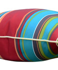 Side view of Two Outdoor Throw Pillows 18x18 With Cover And Inserts Included Striped Water Resistant Cushions For Patio Furniture Decor Fade And UV Resistant Polyester Cover Hidden Zipper Indoor Outdoor Use