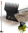 Heavy Duty 57 Inch 2 In 1 Weed Puller With Long Detachable Handle, 10 Tooth Weed Rake And Garden Hoe for Weeding, soil background