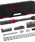 Built To Last 1/4 Inch Torque Wrench Set, 50 Piece Kit With 3-25 Nm Range, 72-Tooth Click Drive, S2 Bit Sockets, Extension Bar, Adapter