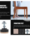 Heavy Duty Adjustable Leveling Feet For Furniture 16 Piece Set shown with chair for floor protection and stability