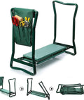 Your Go To Garden Kneeler Seat Folding 2 In 1 Kneeling Chair With Handles And Foam Padded Seat Garden Bench showing tools in pocket