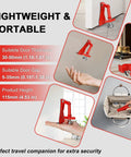 Travel Door Stopper Lock For Hotels And On The Go Anti Theft Door Blocker No Drill Security Door Stop For Bottom Of Door Inward Opening Doors Portable Zinc Alloy Barrier Red