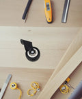 Heavy Duty Slider Wheels Rock Solid Construction For Quiet Barn Door Cabinet Sliding Track Gliding flexible side mounting detail with tools.