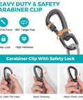 Heavy-duty safety carabiner clip with locking mechanism for Beast Mode Dual Shock Absorbing Dog Trolley System.