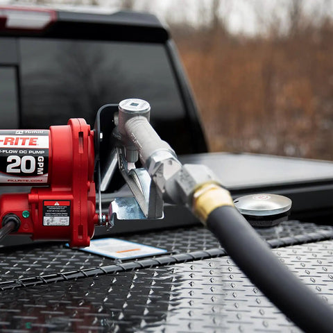 Vented Diesel Fuel Cap With 2 Inch Threaded Neck For Transfer Tanks on truck tool box with hose and pump