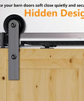 Two Piece Barn Door Soft Close Kit No Drill Version for sliding barn door hardware attached behind wooden door track