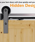 4-Piece No-Drill Soft Close Barn Door Hardware Kit For 70 To 160 Lb Sliding Doors, Quiet Hidden Track System viewed close-up