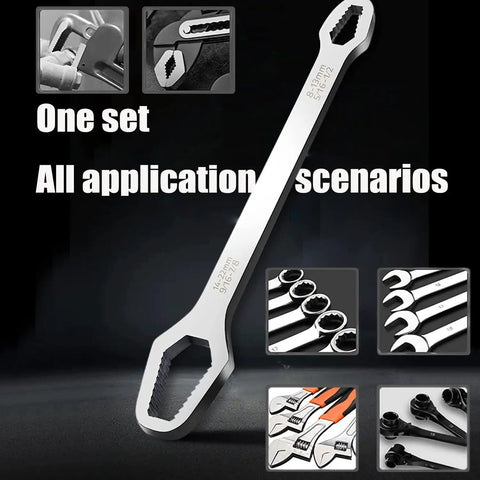 Universal 8 to 22mm Torx Wrench Set With Double Ended Self Tightening Adjustable Wrenches Two Piece Tool Kit, various angles