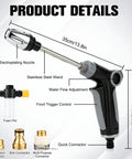 Transform Your Hose Into A High Pressure Water Jet With This Heavy Duty Garden Hose Nozzle, 35cm stainless steel wand and connectors