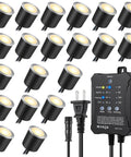 Smart Dimmable LED Deck Lights With Timer And Photocell Sensor, IP67 Waterproof 32mm Round Outdoor Pathway Kit, 20 Pack