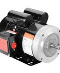 Side view of Industrial Grade 1.5HP Electric Motor 1725 RPM Dual Voltage 115V 230V 56C Frame Air Compressor Motor Single Phase With Five Eighths Inch Keyed Shaft And CW CCW Rotation For Agricultural Machinery And General Equipment.