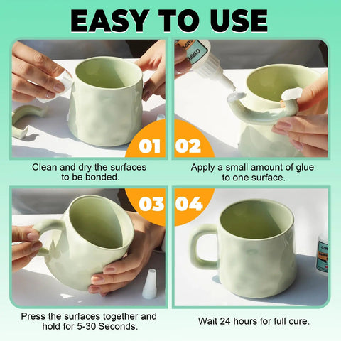 Step-by-step use of Clear Quick Dry Cyanoacrylate Glue For Wood Plastic Metal Glass Ceramic Leather And More For DIY Projects