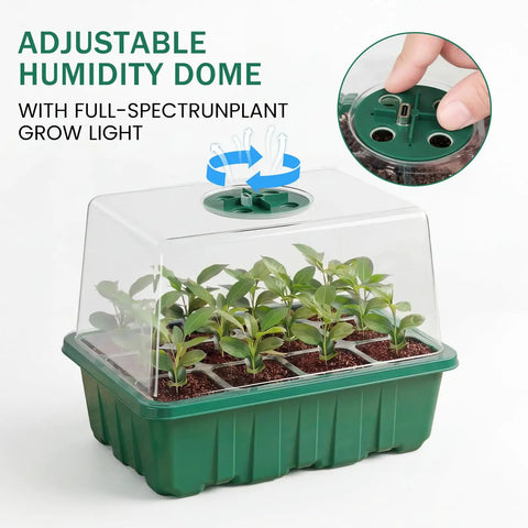 6 Pack Seed Starter Trays With Full Spectrum Grow Light Timing Controller And Adjustable Brightness Thick Seedling Trays With Humidity Domes Heightened Lids Gift Box Indoor Garden Starter Kit For Easy Seed Germination