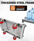 Beefy Heavy Duty Platform Cart With 2500 Lbs Capacity And 4 Swivel Casters, 36x24 Inch Steel Deck, 3 Side Handrails underside view