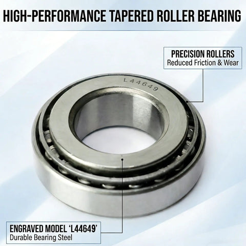 Beefed Up Heavy Duty Tapered Roller Bearing Cone And Cup Two Sets L44649 L44610 For Wheel Hub 1.0625 Inch Bore 1.98 Inch OD 0.56 Inch Thick Chrome Steel High Load Wheel Bearing Kit, engraved L44649 bearing
