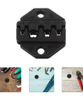 TOKIDNY Pneumatic Wire Crimping Machine With Advanced Pressure Control And Durable Metal Dies For Electrical Communication Work Universal Attachments Maximize Efficiency Heavy Duty Industrial Tool, crimping die close-up.