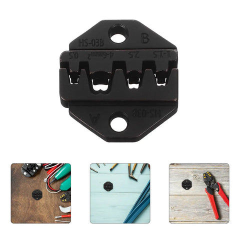 TOKIDNY Pneumatic Wire Crimping Machine With Advanced Pressure Control And Durable Metal Dies For Electrical Communication Work Universal Attachments Maximize Efficiency Heavy Duty Industrial Tool, crimping die close-up.