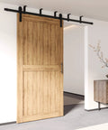 Ceiling Mounted Sliding Barn Door Hardware Kit With Flat Track, No Clearance Limit, Space Saving Room Divider, Adjustable Door Spacing For Single Door, 8 Ft Long, Interior Use Only, Doors Not Included