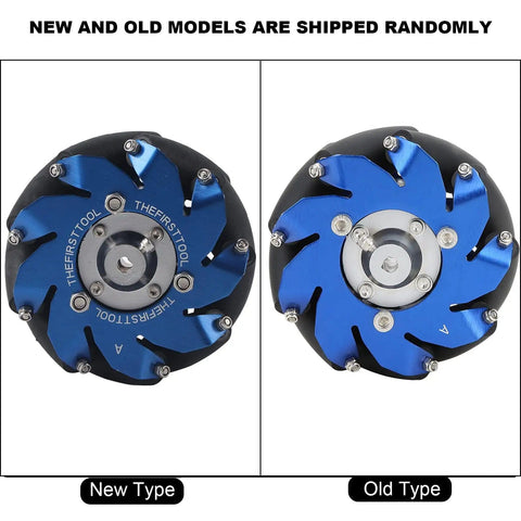 Comparison of new and old models of Four Inch Mecanum Wheel Right With Aluminum Body And TPU Rollers For Industrial Robot Parts Beefy Load Capacity.