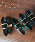 4 Pack Hexagonal Crystal Glass Knobs With Copper Wire Wrapped On Brass Base Green Gold Tone Cabinet Handles For Dresser Kitchen Modern Sparkle Hardware, four knobs on wood