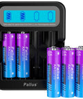 Rechargeable One Point Five Volt Lithium AA Batteries Set Eight Pack With LCD Charger 3500mWh High Capacity