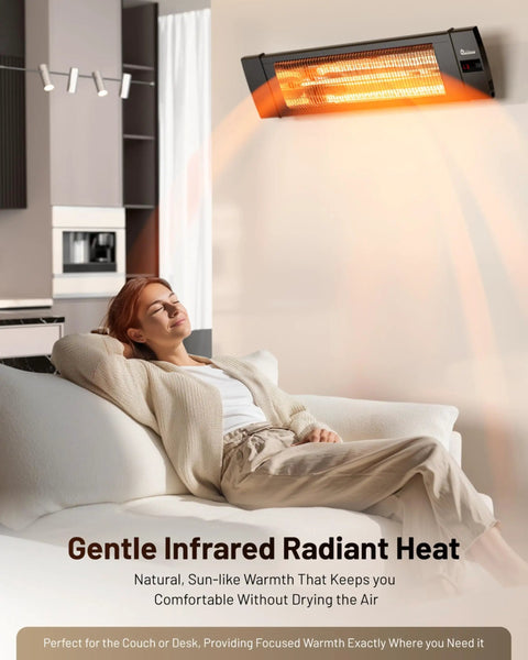 Portable Infrared Space Heater For Indoor And Outdoor Use With Remote Control Perfect For Patio Garage Deck And Hangout Spots In Commercial Or Residential Settings Weatherproof IP55 Rated Quiet Efficient