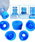 5 Pack Silicone Water Jug Caps for 3 and 5 Gallon Bottles, Upgraded Reusable Non Spill Lids for 55mm Standard Screw Crown Tops shown