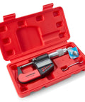 Digital Outside Micrometer With Carbide Tip For Precise Measurements 0 To 1 Inch And 0 To 25 Mm Range With 0.00005 Inch And 0.001 Mm Accuracy in red case