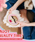 Person creating design with Punch Needle Coaster Kit 6 Pack For Beginners And Adults Easy DIY Embroidery Set With Patterns Tools Yarns Hoop Instructions And Coaster Holder In A Gift Box