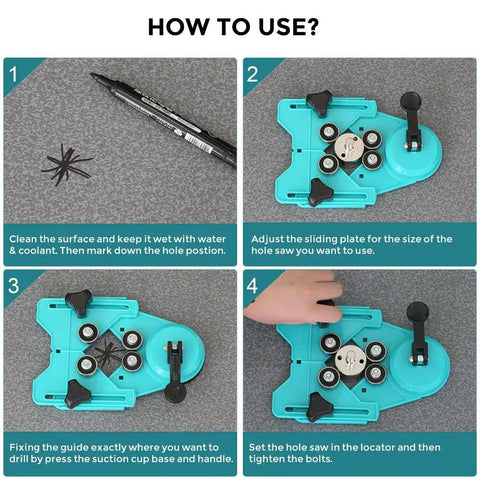Diamond Hole Saw Set With 7 Pcs Drill Bits And Guide Jig, 26mm To 80mm Coated Core Bits instruction steps for use