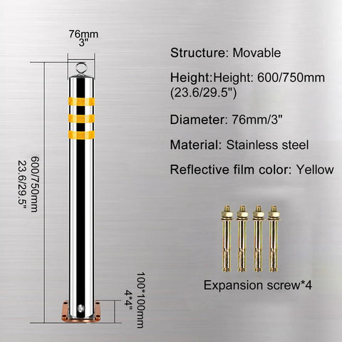 Heavy Duty Stainless Steel Parking Bollards Built Tough For Driveway Impact Defense Featuring Removable Security Posts And High Visibility Reflective Strips For Site Guard