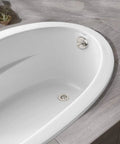 Slick Brushed Nickel Trip Lever Tub Drain Trim Kit Set With Overflow Face Plate Bathtub Drain Strainer And Screws Easy Swap DIY Install To Level Up Your Bathroom Setup Today, close-up of bathtub drain.