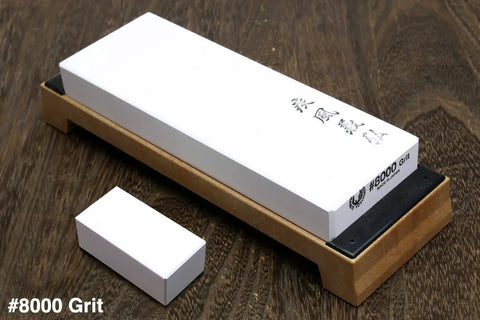 Pro Grade Toishi Whetstone Water Stone for Knife Sharpening, 8000 Grit Japanese Whetstone, Sushi Chef Tool on wooden base