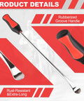 Close-up of spoon and handle from 15 Inch Tire Spoon Kit For Motorcycles Dirt Bikes And Lawn Mowers 29 Piece Tire Removal Tool Set