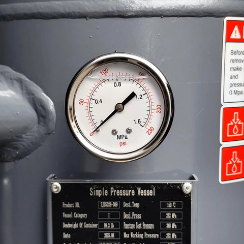 Heavy Duty 50 HP Rotary Screw Air Compressor Pump With Massive 219 CFM Flow Rate And 125 PSI Max Pressure Runs On 460 Volt 3 Phase 60Hz Motor For Industrial Workshop Jobs That Need Serious Power