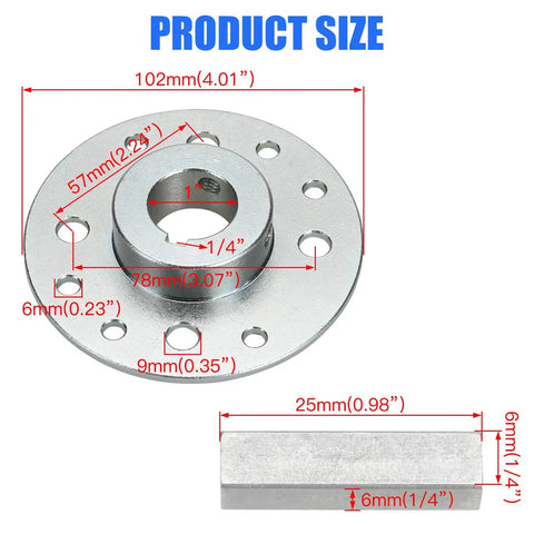 Beefy 8 Hole 48 Tooth Chain Sprocket Hub for Predator 212cc shown with product dimensions