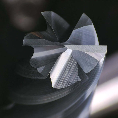 Carbide end mill square cutter, 6-flute, 1/4 in shank for machining alloy steel and cast iron