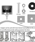 One And Five Eighths Inch Strut Trolley Limit Blocks Heavy Duty Two Pack With Hardware for Garage Doors and Conveyor Systems
