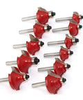 Top Shelf Tungsten Carbide Router Bit Set Featuring Hella Tough 6Mm Shank And 35 Precision Woodworking Cutters, red bits layout.