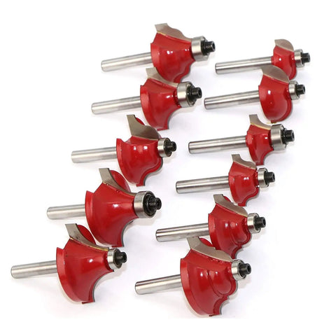Top Shelf Tungsten Carbide Router Bit Set Featuring Hella Tough 6Mm Shank And 35 Precision Woodworking Cutters, red bits layout.