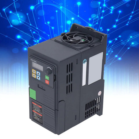 Pro Grade 3KW VFD Motor Controller With RS485 For 3 Phase AC 340 To 440V Industrial HVAC Pump And Fan Systems Digital Display Easy Setup Efficient Heat Sink black control unit with cooling fan