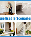 Rock Solid Outdoor Handrails For Front Porch Steps Heavy Duty U Shaped Stair Railing White 500 Lbs Weight Limit support in various home scenarios.