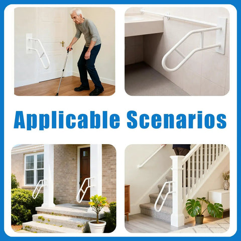 Rock Solid Outdoor Handrails For Front Porch Steps Heavy Duty U Shaped Stair Railing White 500 Lbs Weight Limit support in various home scenarios.