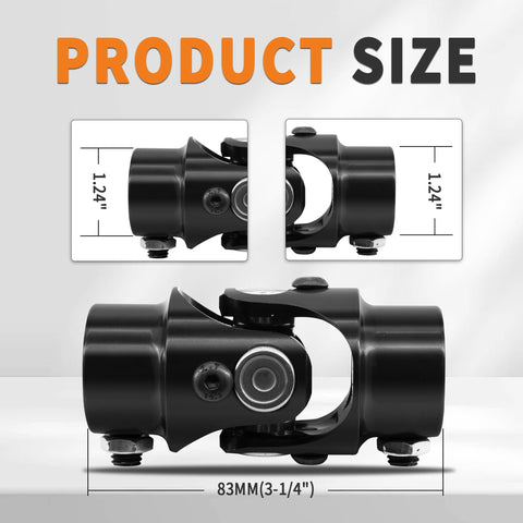 3/4 Inch 36 Spline To 3/4 Inch DD Universal U Joint Steering Shaft Black 83mm Length High Strength 40Cr Alloy Steel