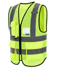 High Visibility Mesh Safety Vest With Pockets And Zipper, Reflective Hi Vis Vest For Running, Biking, Construction Sites, Yellow Mesh, Size Large
