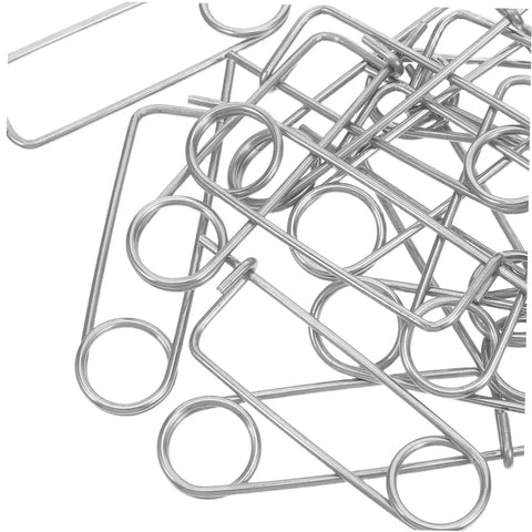 Ditch The Loose Ends With These Cool Nolis Spring Pins, Stainless Steel Quick Lock Clamps For Garden Hooks And Heavy Machinery Tasks That Stay Put, detailed view of silver spring steel cotter pins.