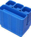42 Pack Tool Box Organizer Tray Dividers for Rolling Chest Cabinet and Workbench Storage Blue stacked in view