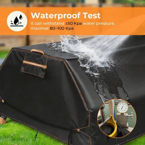 All Weather 6 Ft Picnic Table Cover With Waterproof 420D Oxford Cloth Heavy Duty Windproof UV Protection Adjustable Straps And Air Vent Fits 70 And 72 Inch Outdoor Tables Black in waterproof test.